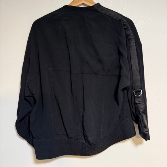 Vince Black Button-Front Jacket with Satin Trim & D-Ring Detail Size S - Picture 7 of 11